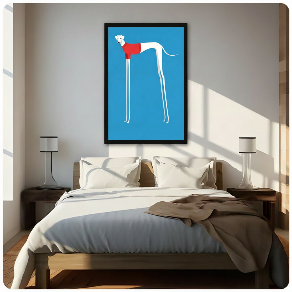 Greyhound Red Sweater Minimalist Canvas Art Wall Art