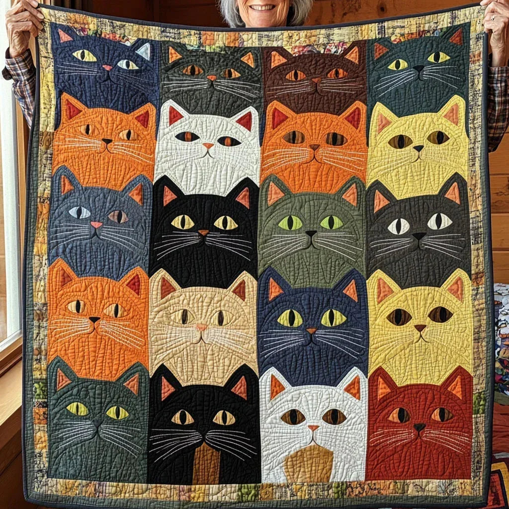 Funny Meow Quilt Blanket - Quilted Blanket by Wild and Way