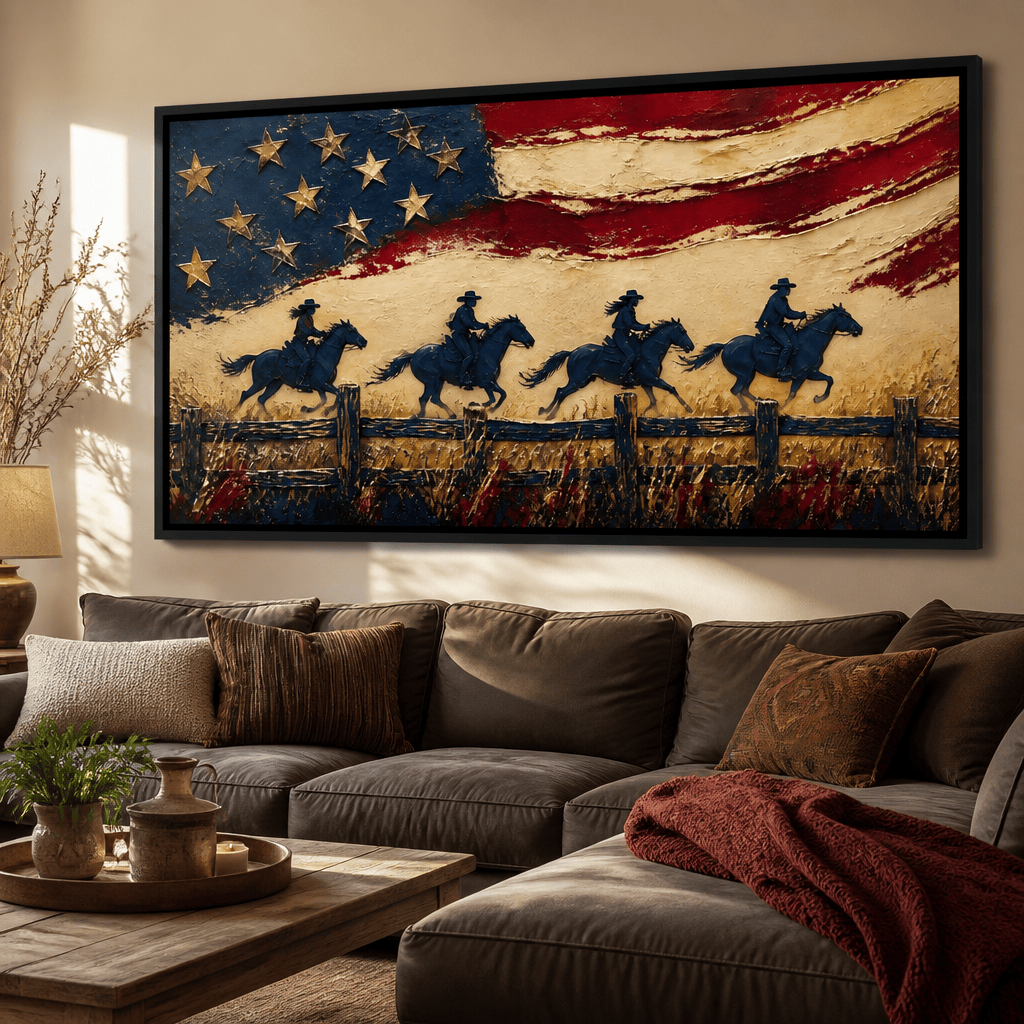 Galloping Past Frontier Lines Canvas Wall Art