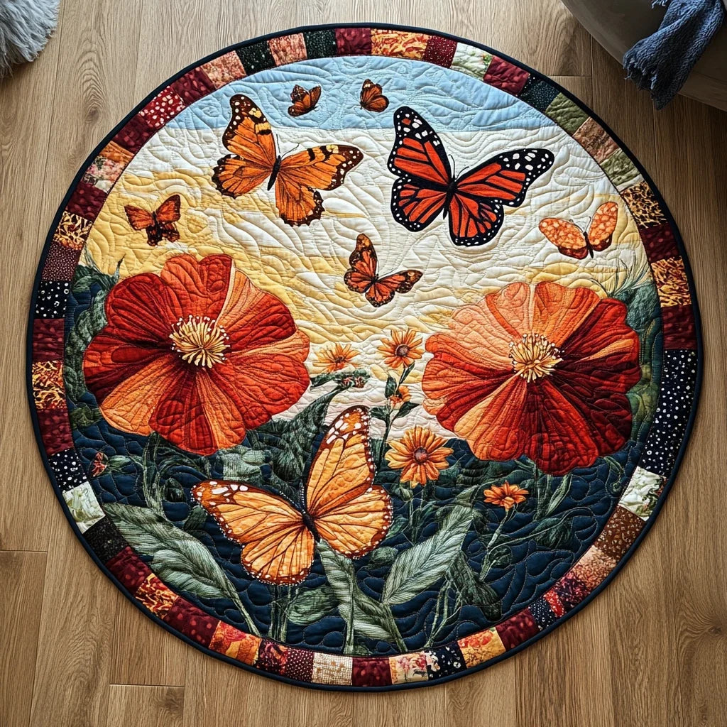 Garden Flight Quilted Round Mat