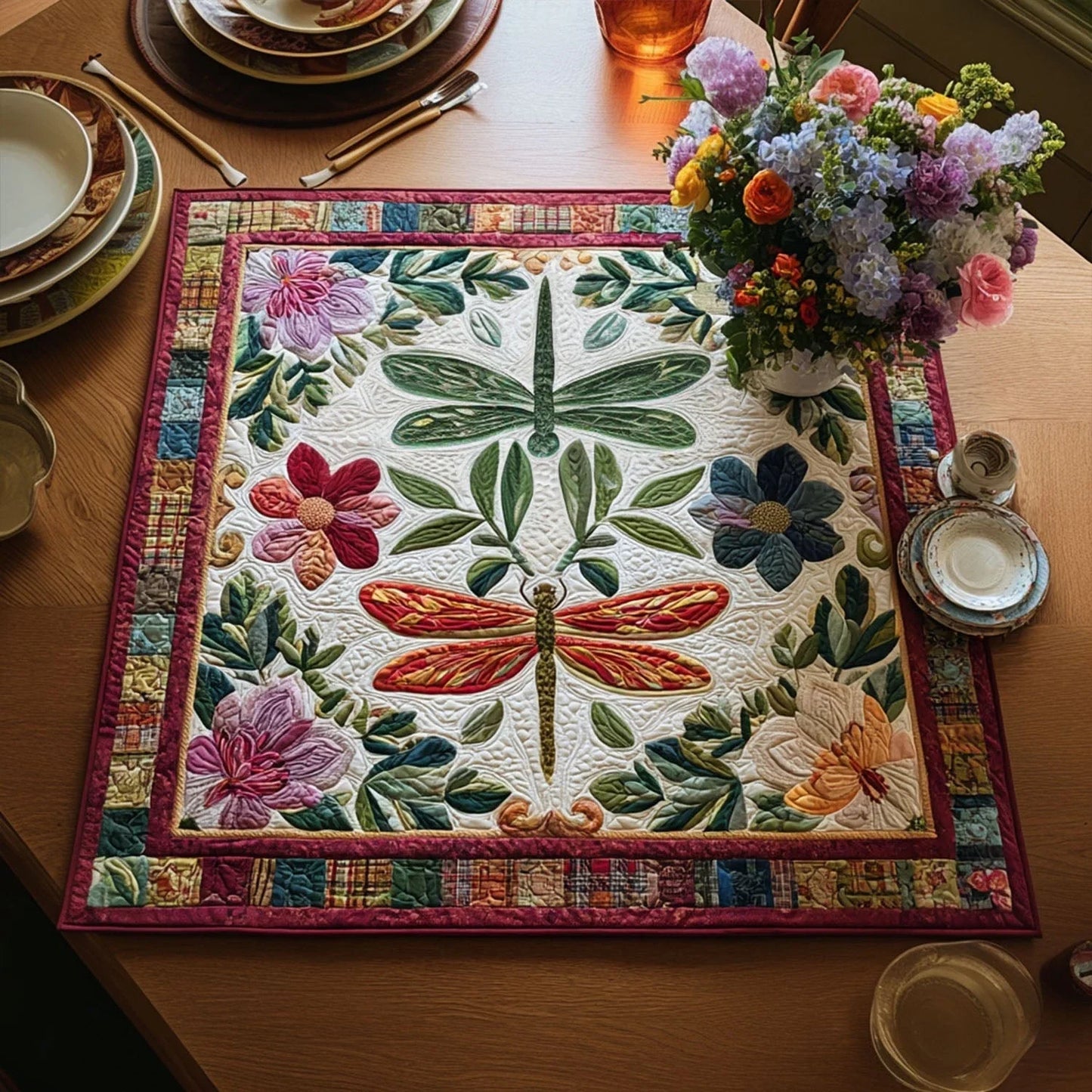 Garden Skimmer Quilted Table Topper