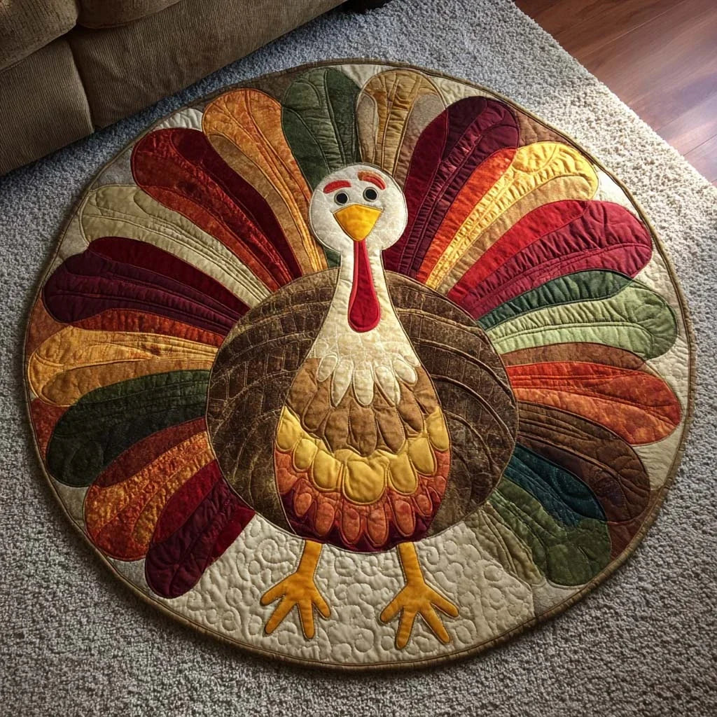 Gathered Turkey Quilted Round Mat