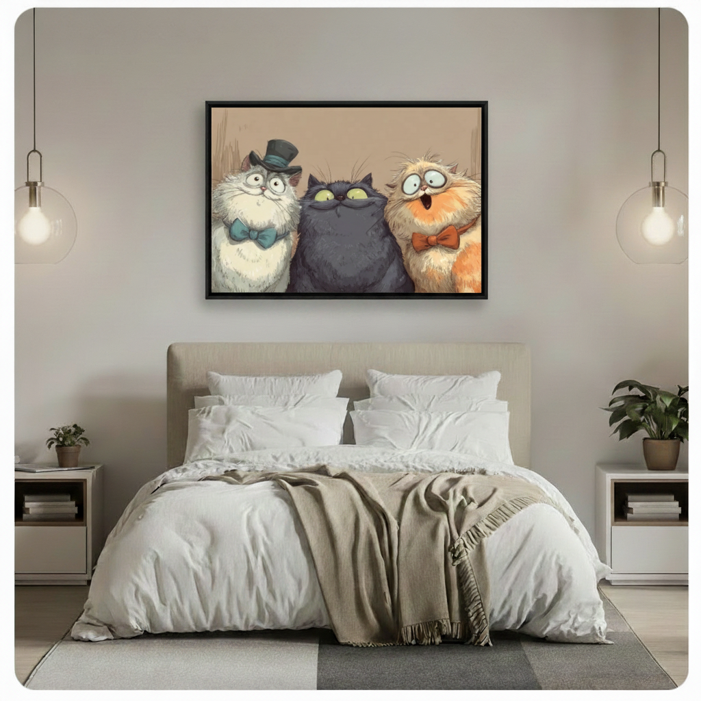 Gentleman Cats Funny Canvas Wall Art