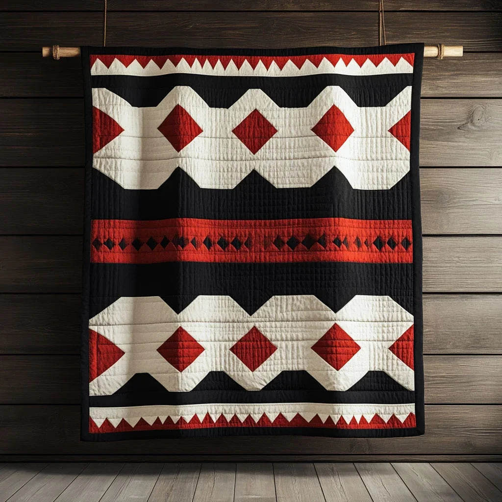 Geometric Path Quilt Blanket