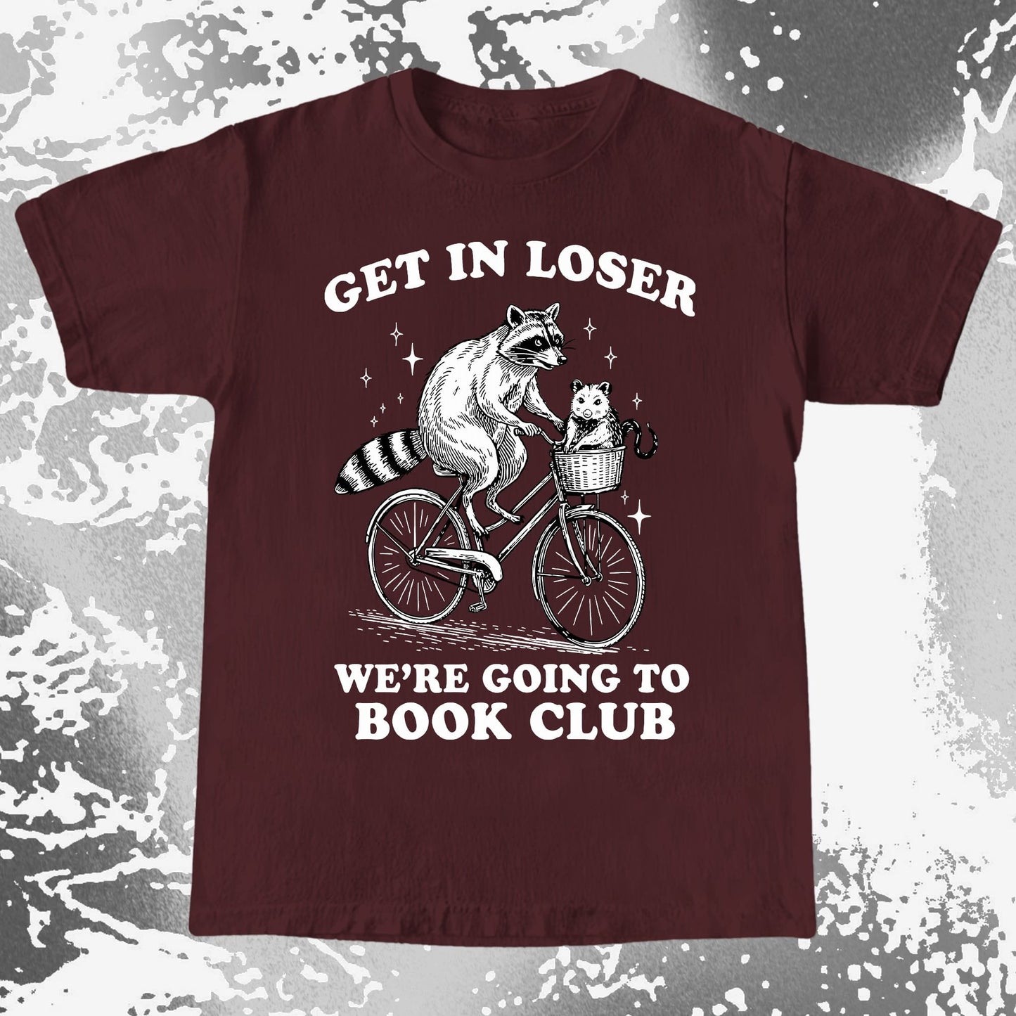Funny Raccoon Opossum Get In Loser Book Club Shirt, funny meme tee gift (view 9)