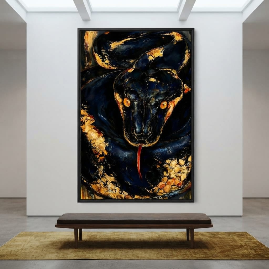 Gilded Coil Of Midnight Power Canvas Wall Art