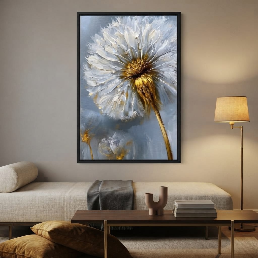 Gilded Dandelion Canvas Wall Art