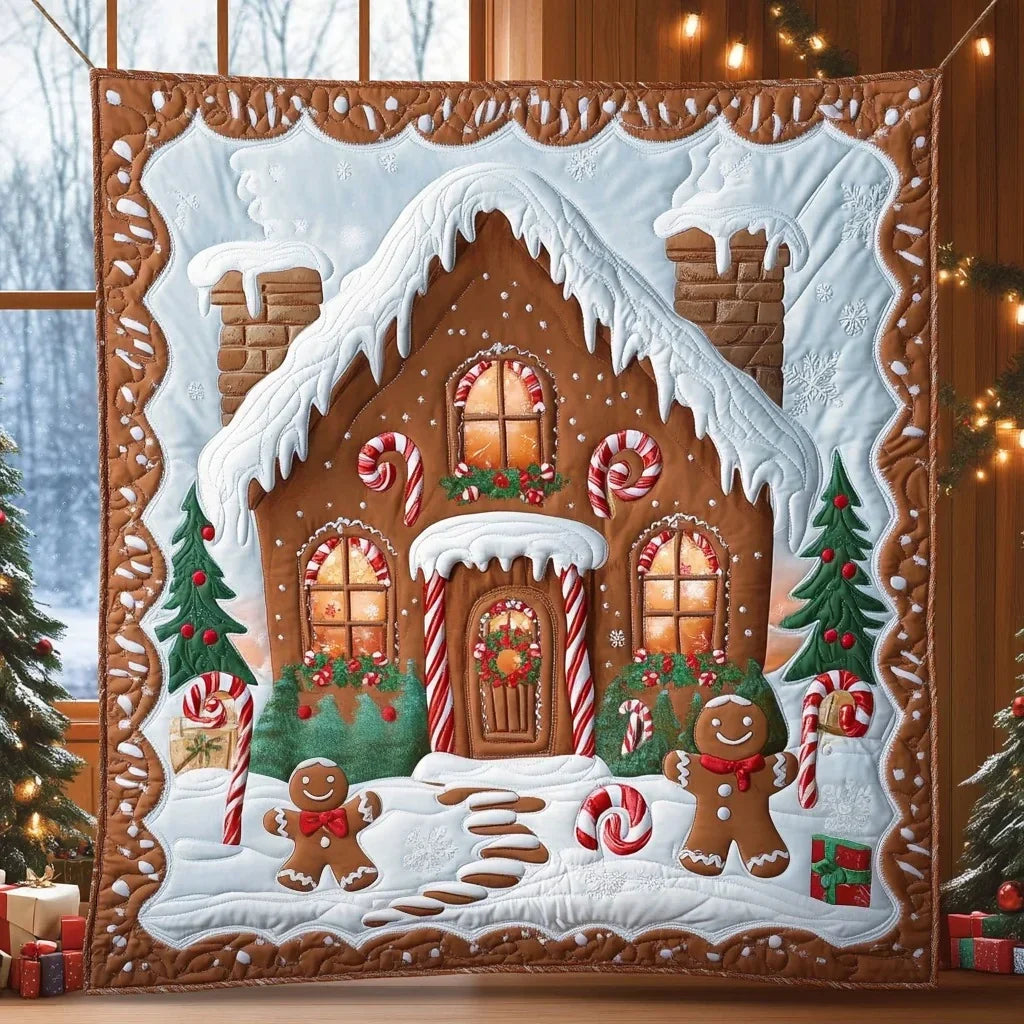 Gingerbread House Quilt Blanket