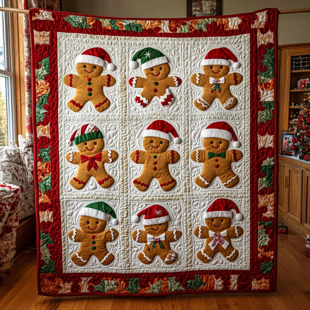 Gingerbread Joy Quilt Blanket