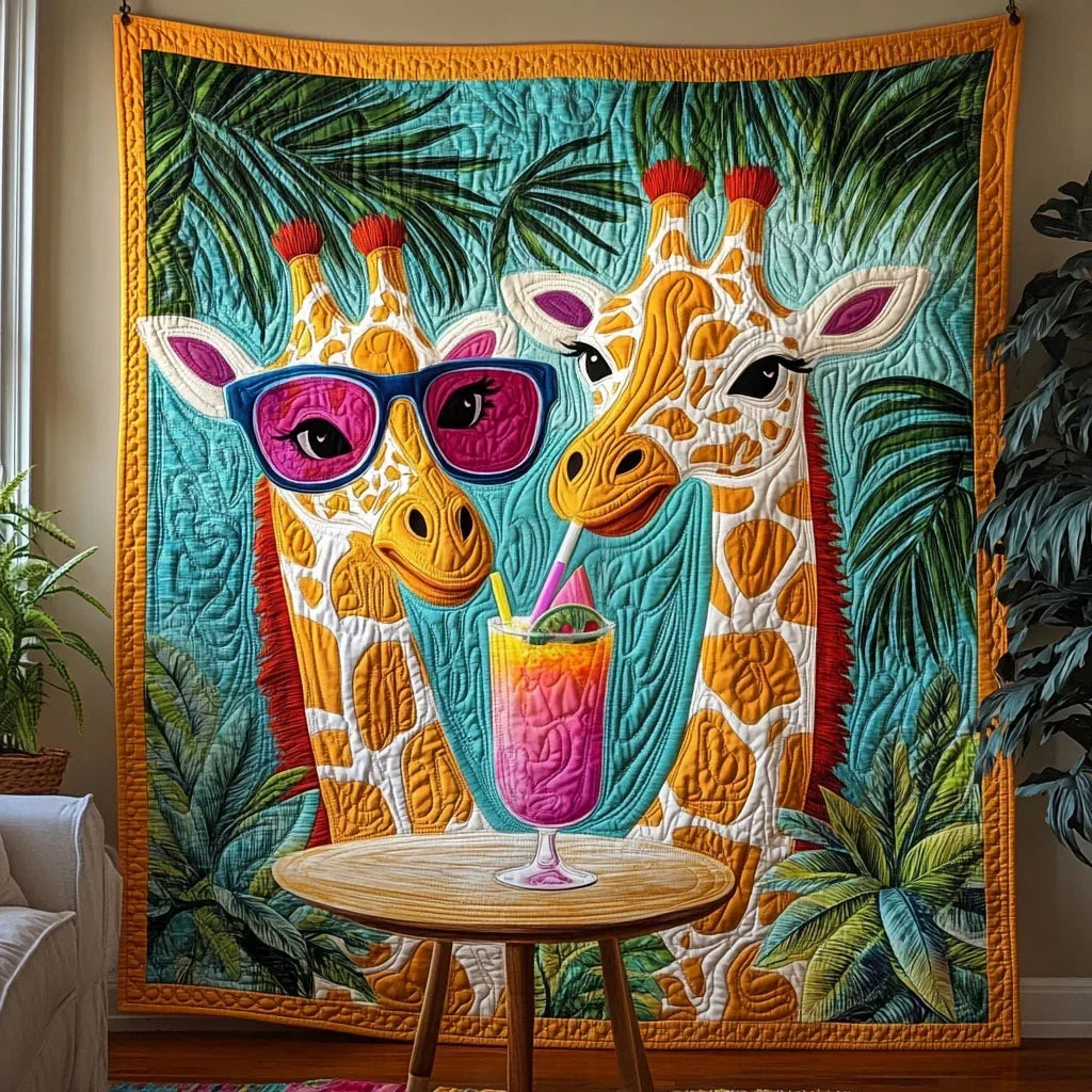 Giraffe Cocktail Party Quilt Blanket