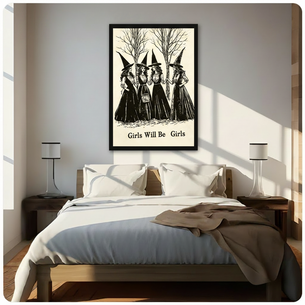 Girls Will Be Girls Witch Gothic Canvas Art Wall Art