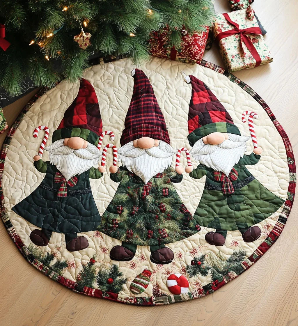 Gnome Gathering Quilted Round Mat