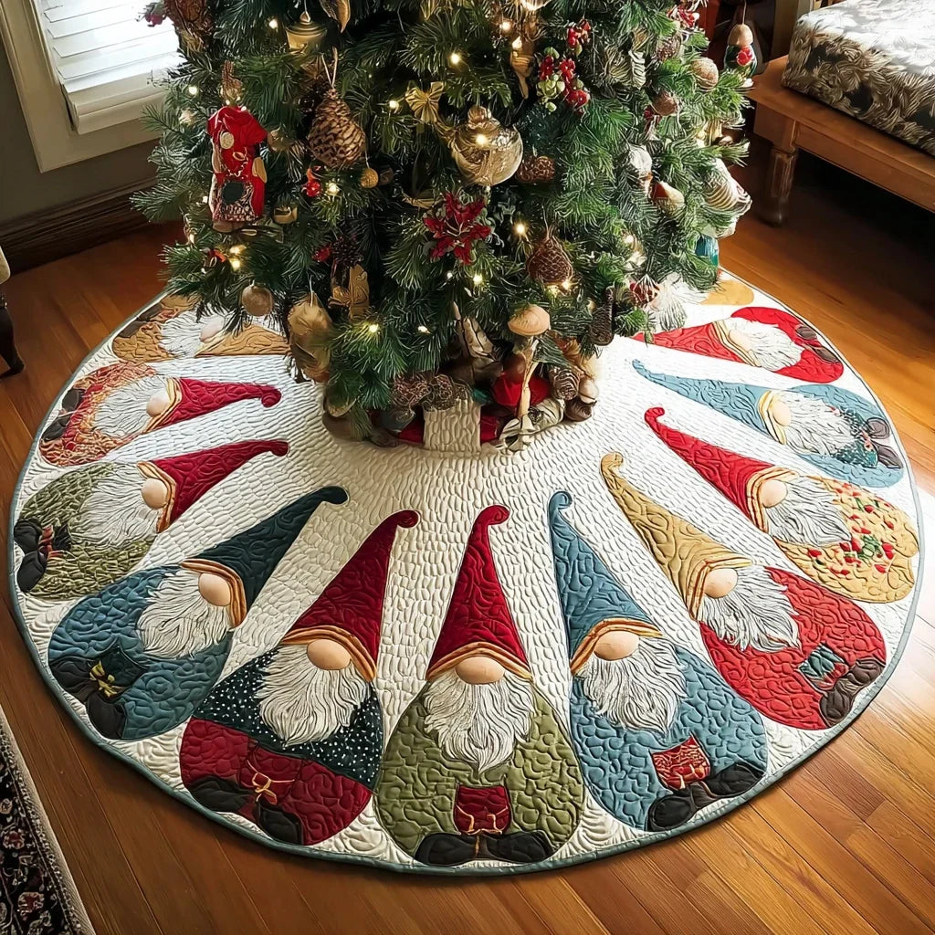 Gnome Magic Christmas Quilted Tree Skirt