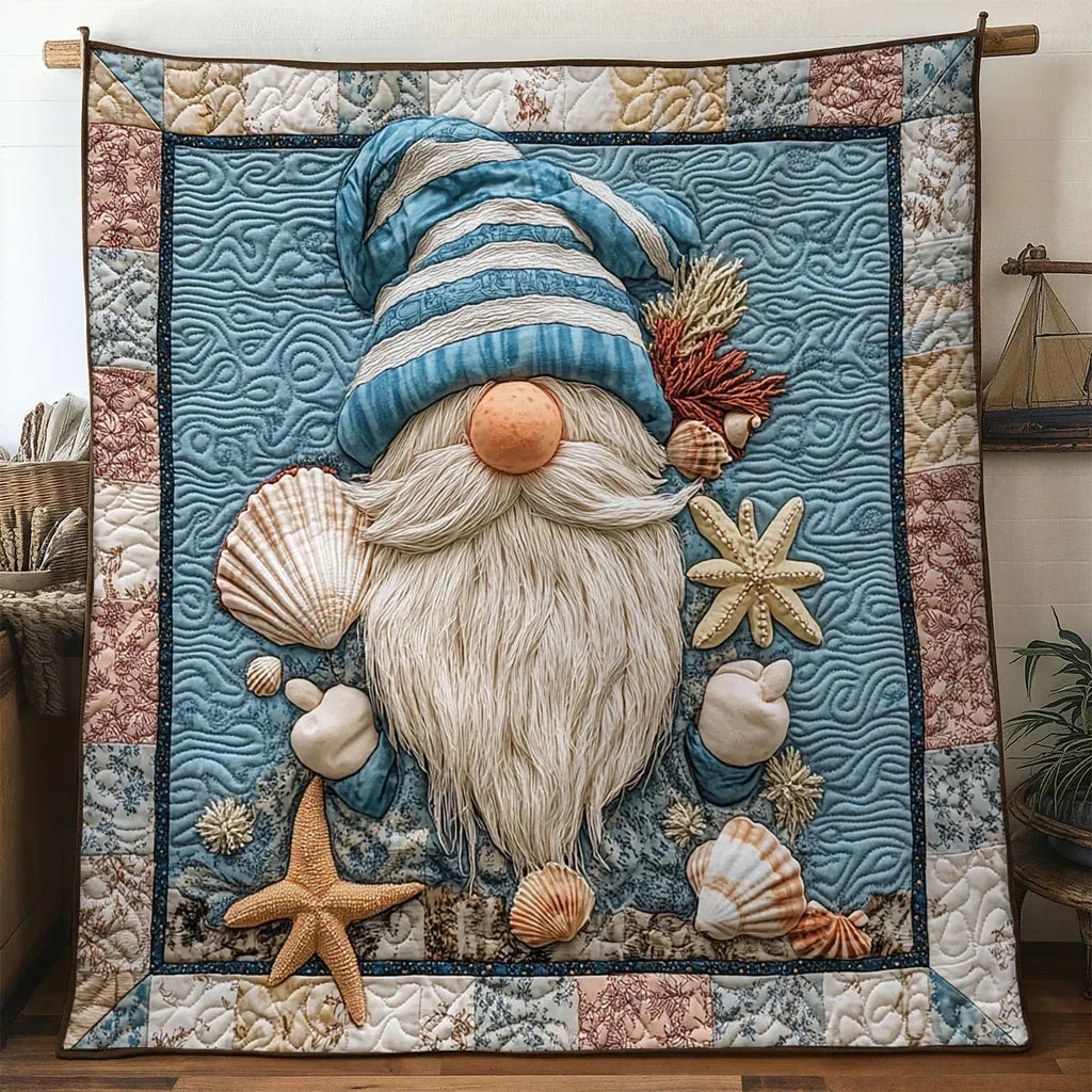 Gnome Sandy Steps Quilt Blanket