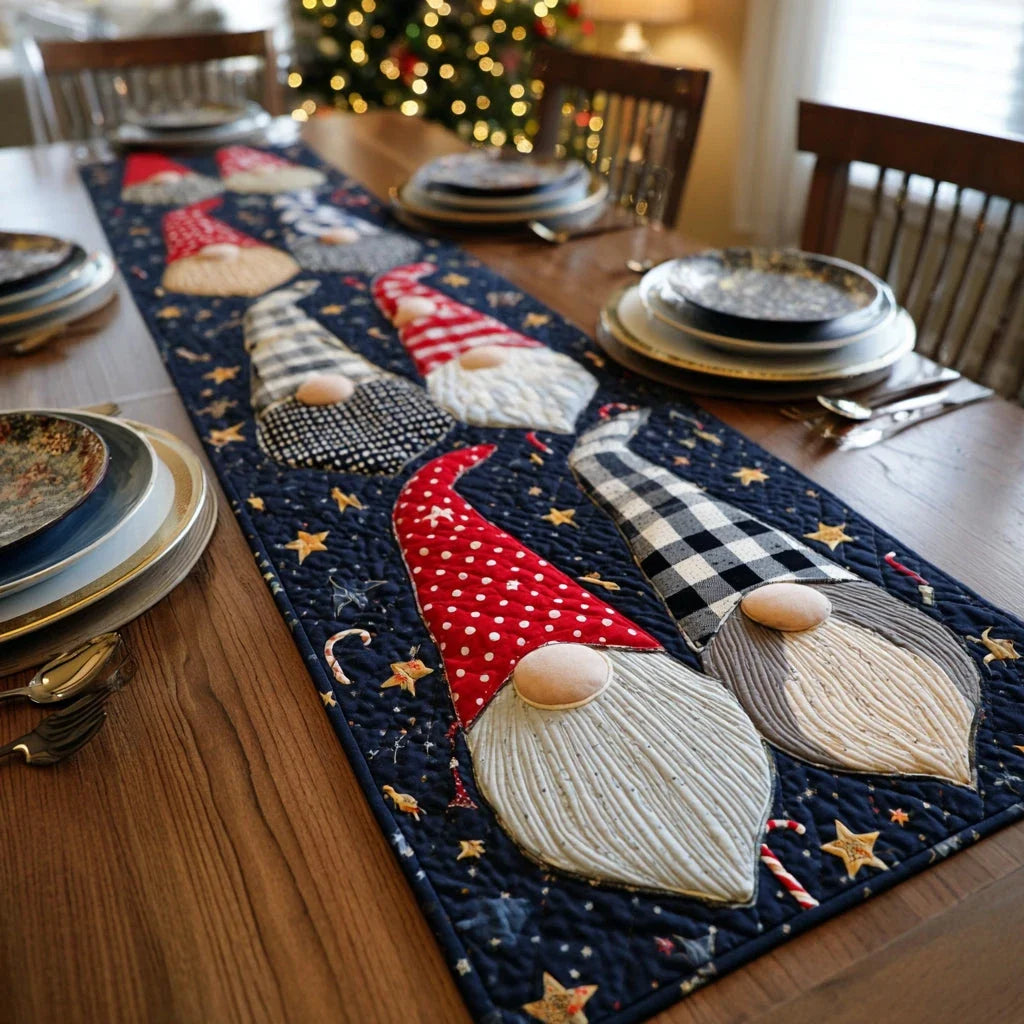 Gnome Starry Quilted Table Runner