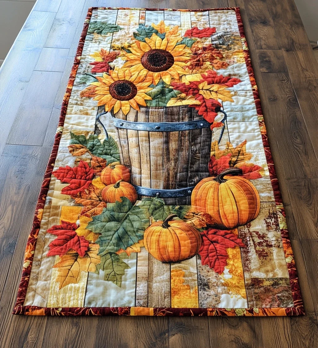 Golden Autumn Bliss Quilted Table Runner