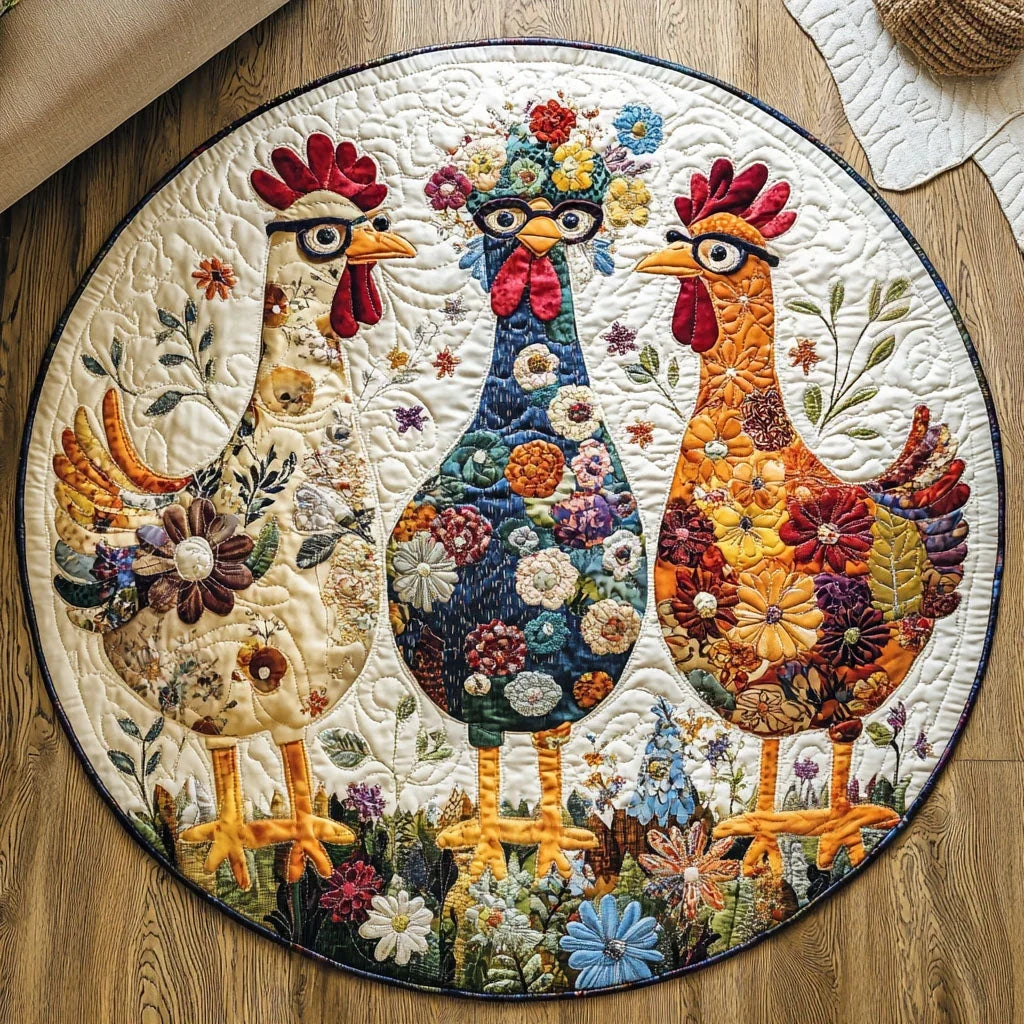 Golden Egg Glory Quilted Round Mat