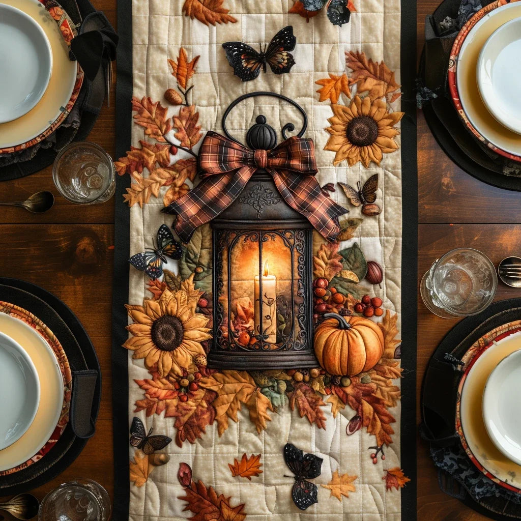 Golden Fall Glory Quilted Table Runner