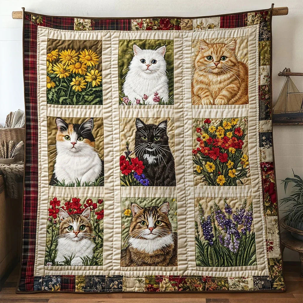 Golden Field Cat Quilt Blanket