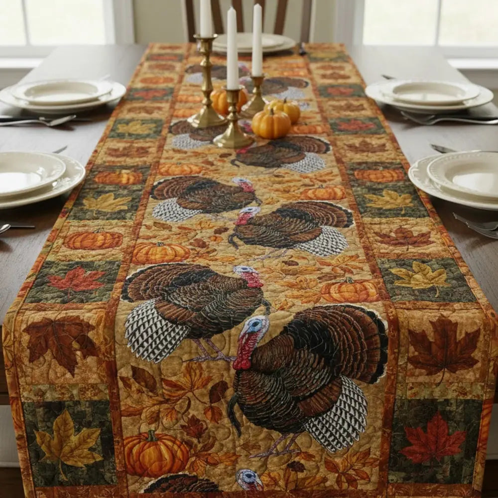 Golden Fields Turkey Quilted Table Runner