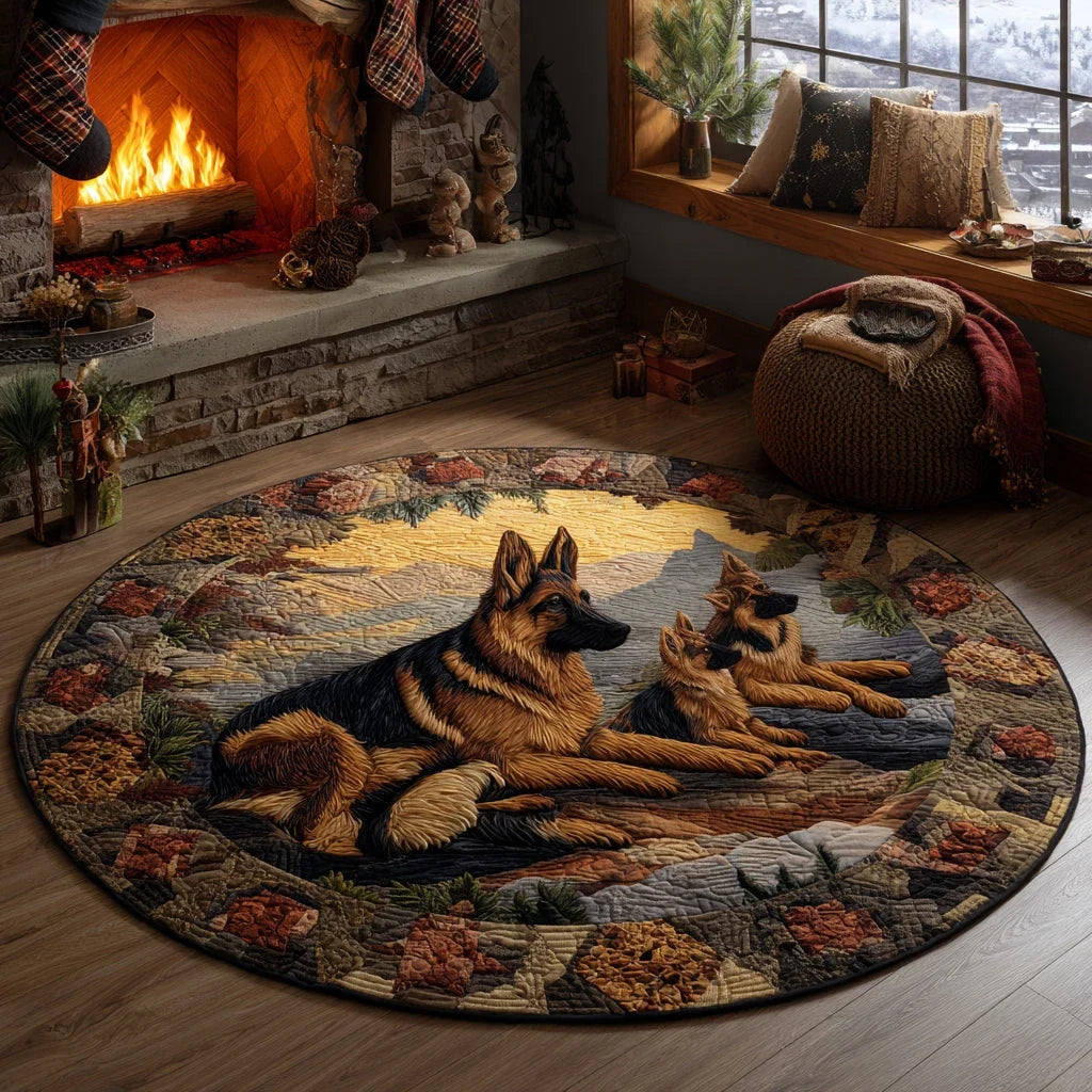 Golden German Shepherd Fields Quilted Round Mat