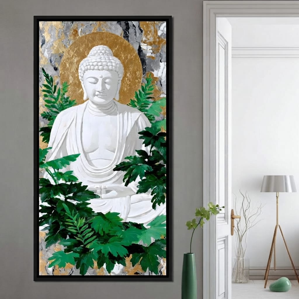 Golden Halo Buddha Garden Canvas Wall Art