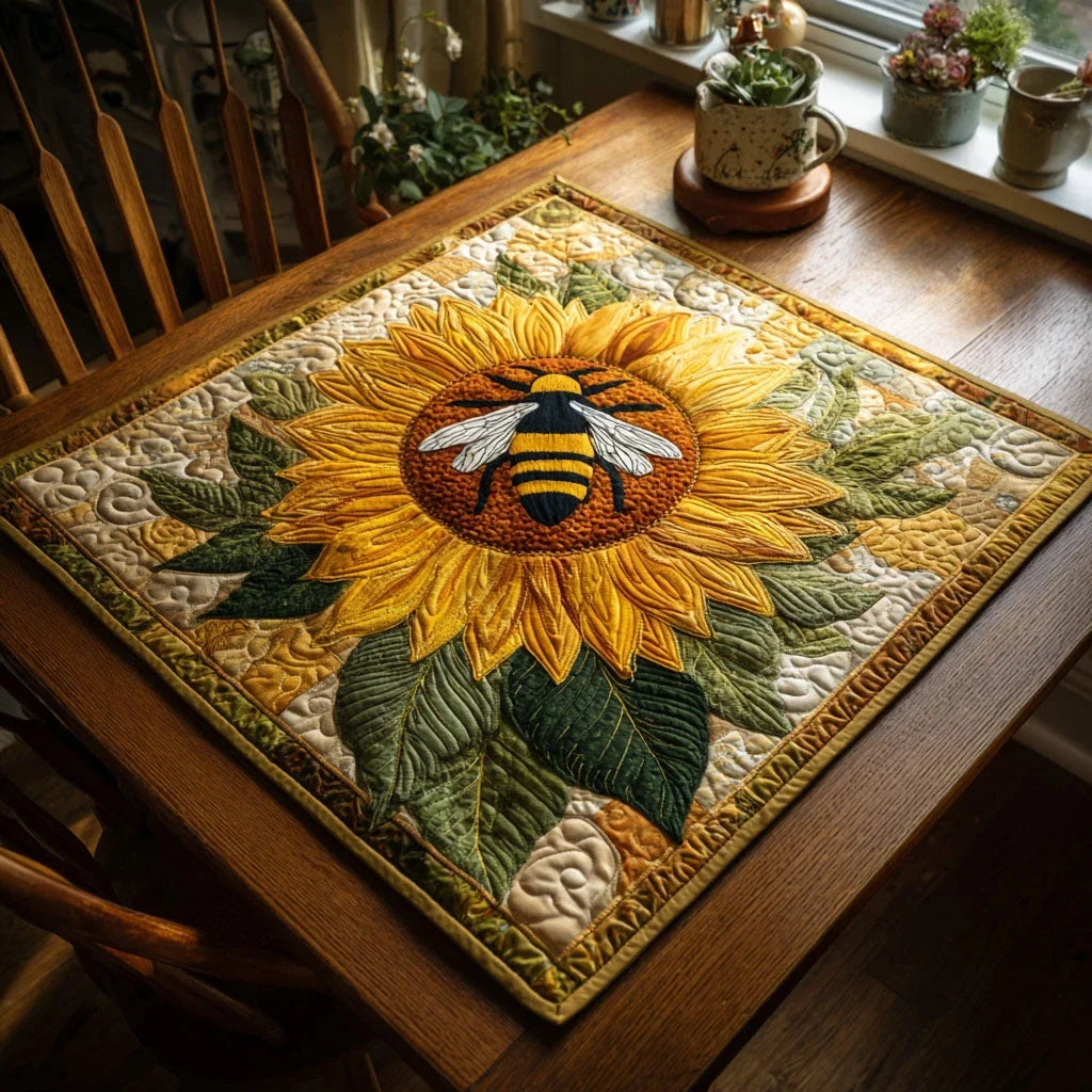 Golden Hive Quilted Table Topper