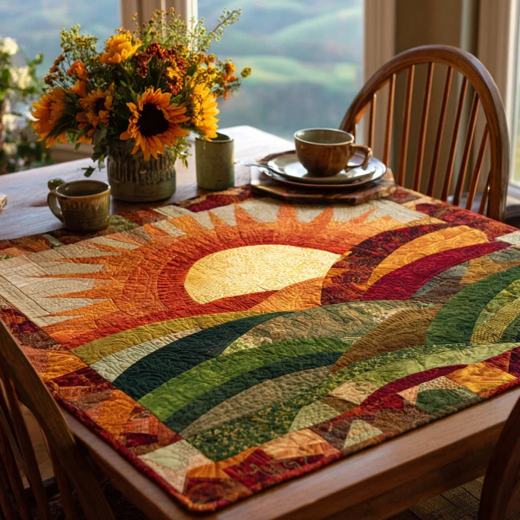Golden Horizon Quilted Table Topper