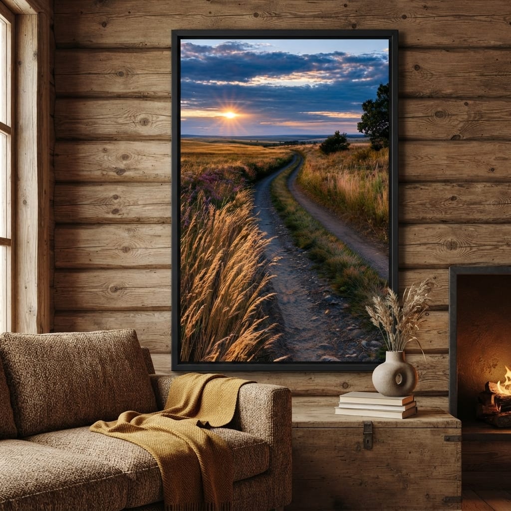 Golden Hour Journey Home Canvas Wall Art