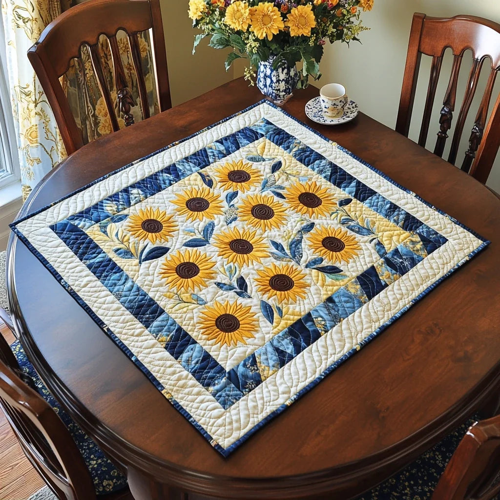 Golden Petals Quilted Table Topper