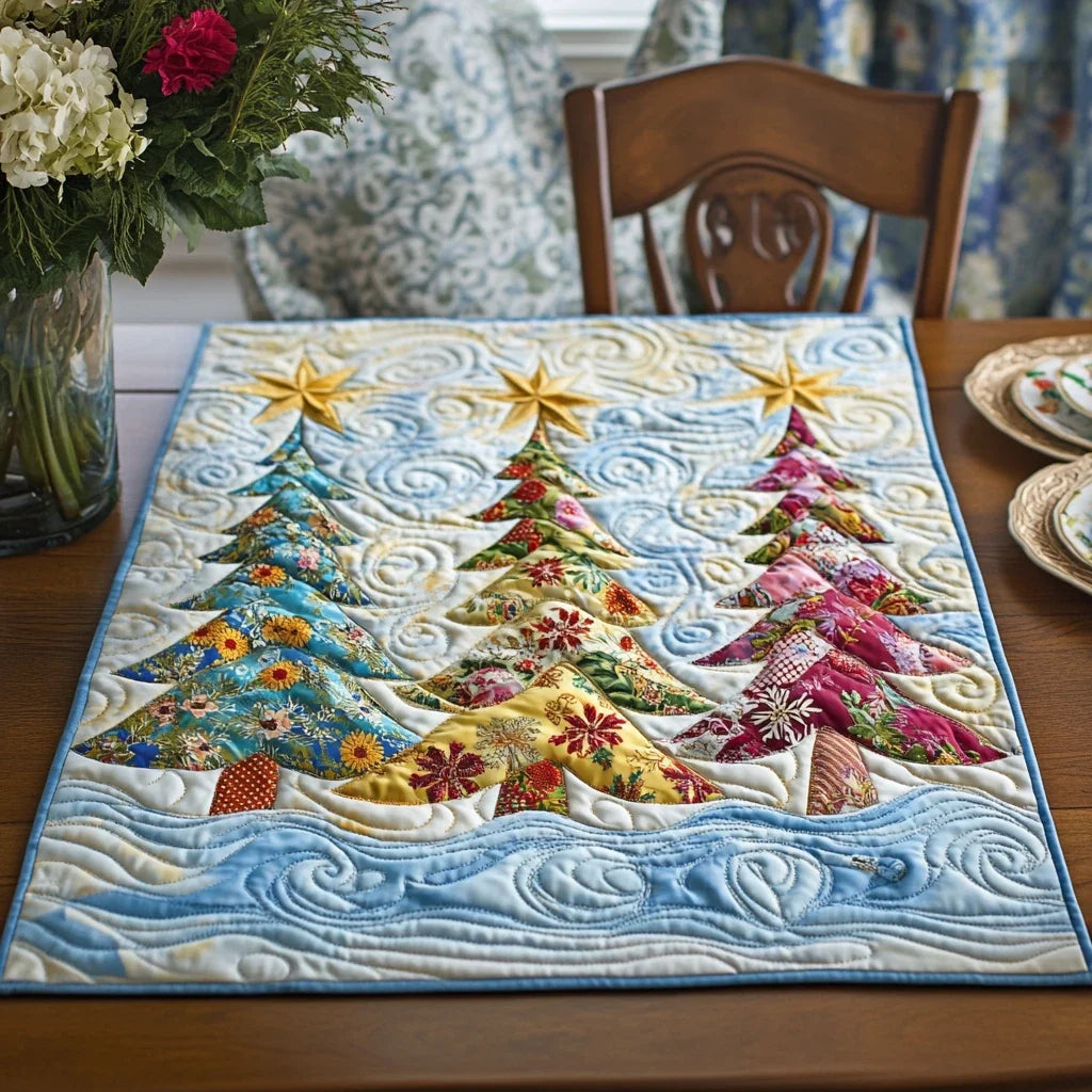 Golden Pines Quilted Table Topper