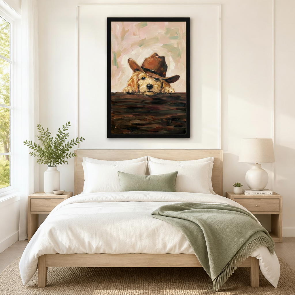 Cowboy Golden Retriever Puppy Canvas Wall Art
