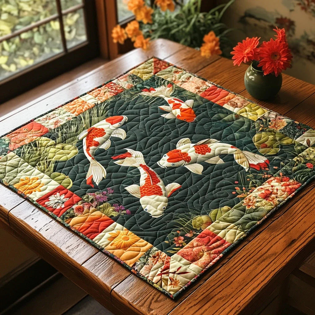 Golden Ripple Quilted Table Topper