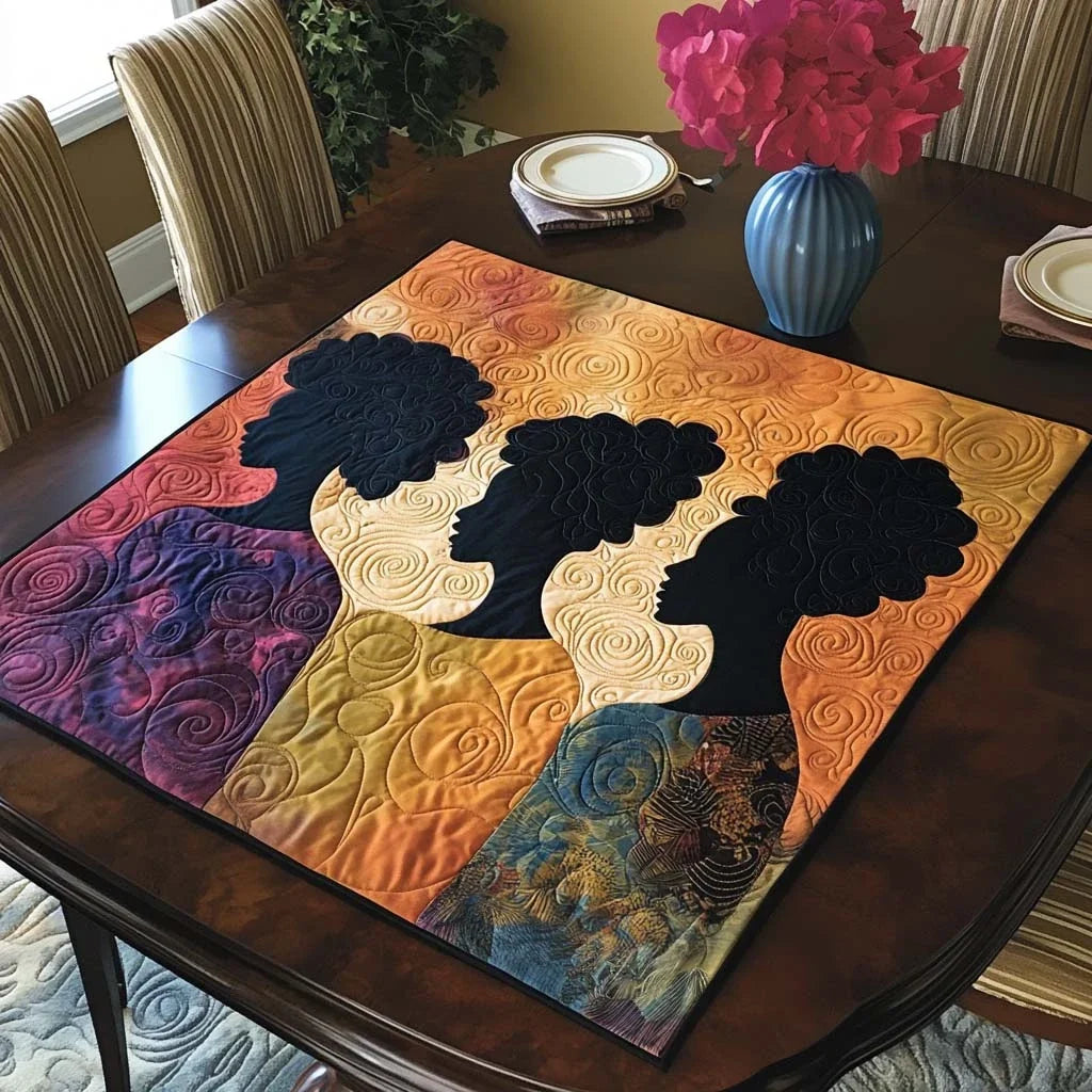 Golden Silhouettes Quilted Table Topper