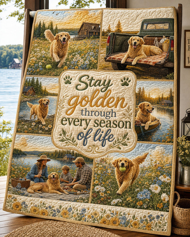 Golden Soul Quilt Blanket - Quilted Blanket by Wild and Way