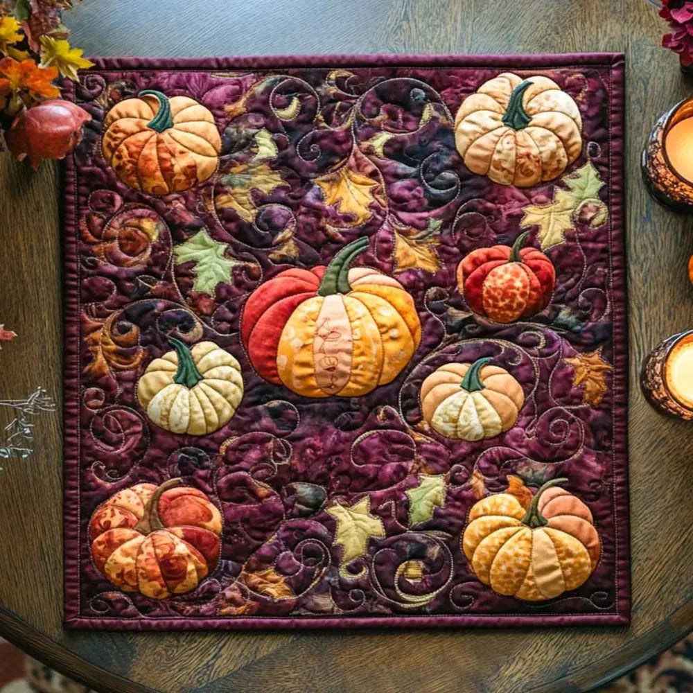 Golden Spice Pumpkin Quilted Table Topper