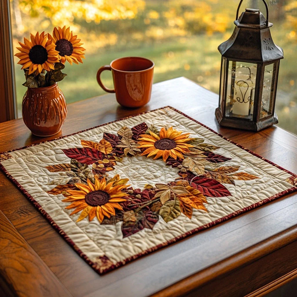 Golden Whisper Quilted Table Topper