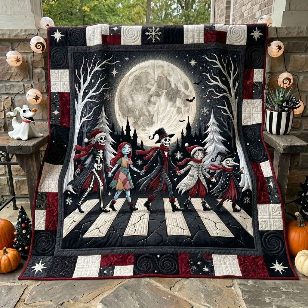 Gothic Holiday Skeleton Patchwork Quilt Blanket