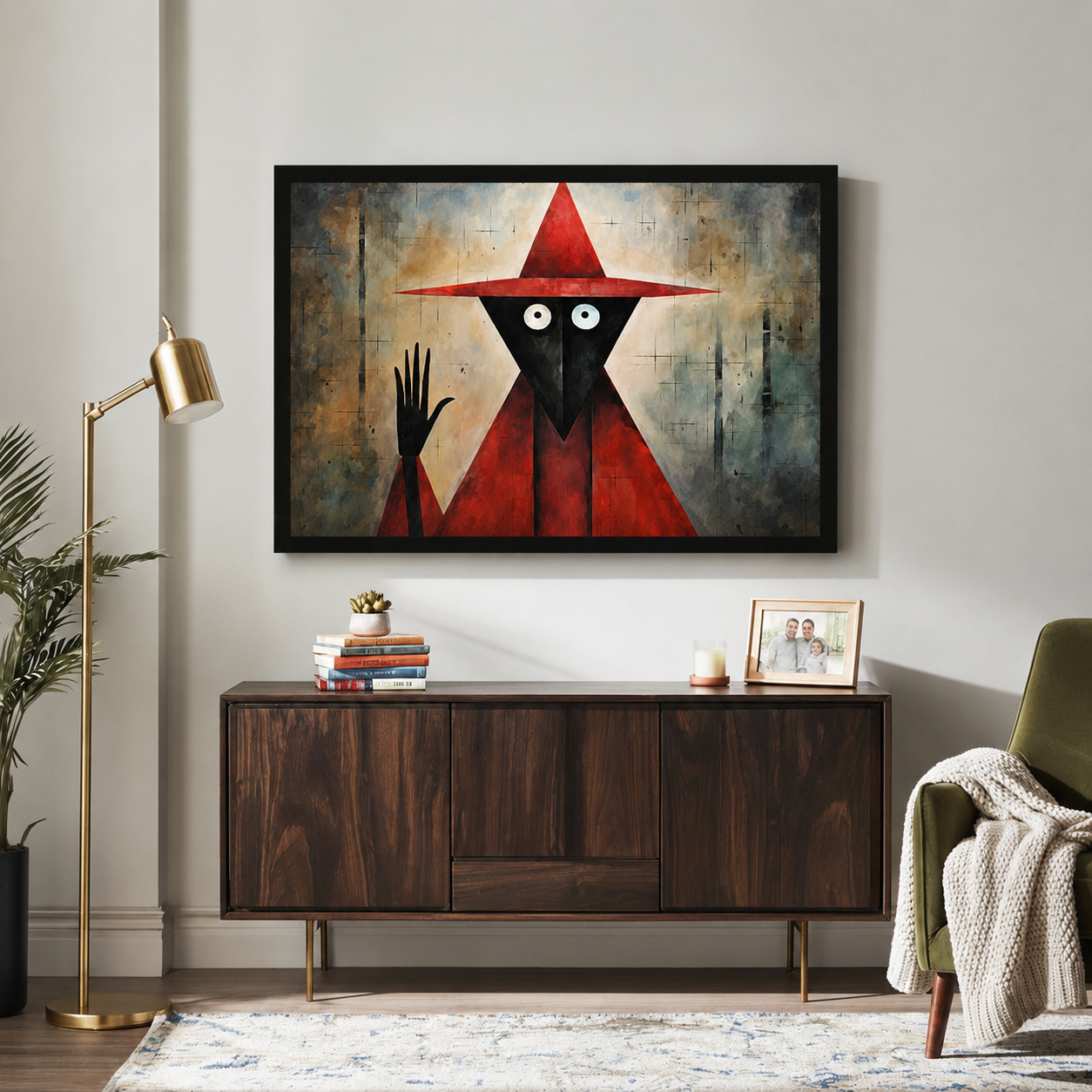 Gothic Red Witch Surrealist Canvas Wall Art