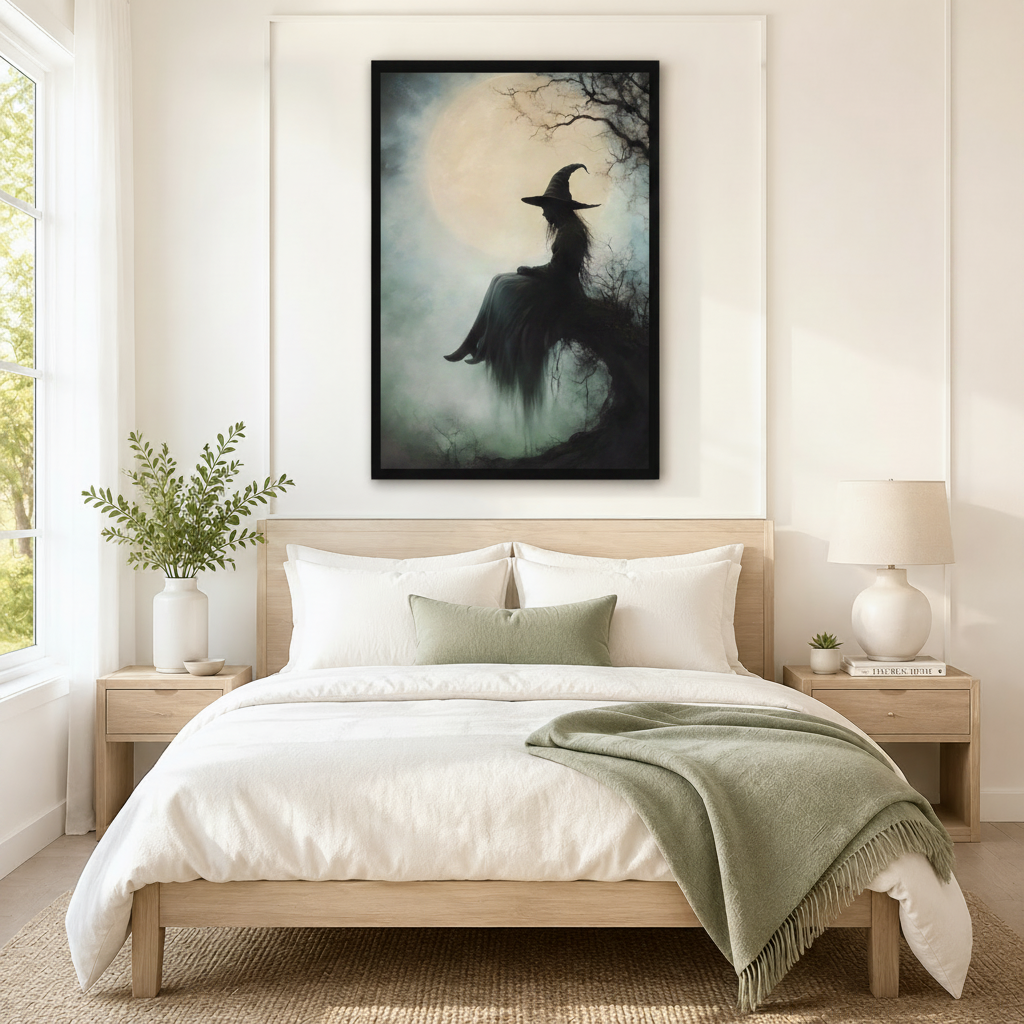 Gothic Witch Moon Framed Canvas Wall Art
