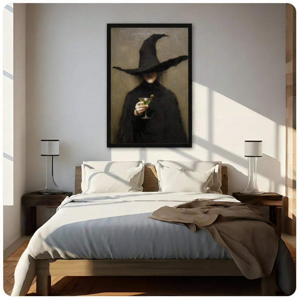 Dark Academia Witch Martini Gothic Canvas Wall Art