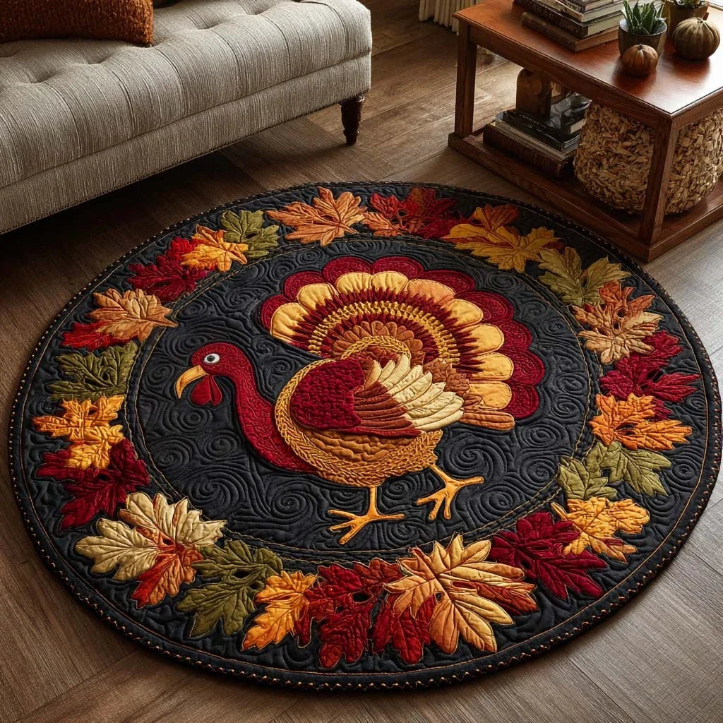 Grateful Turkey Quilted Round Mat