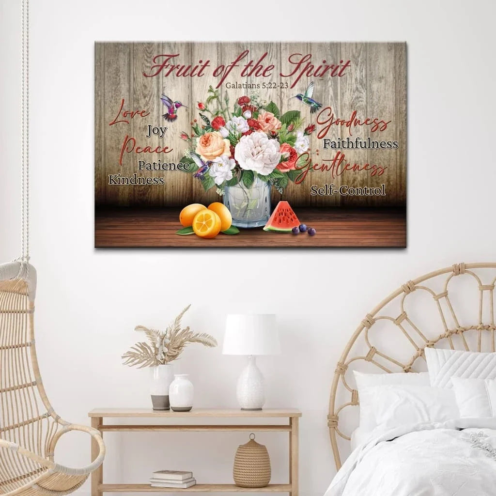 fruit of the spirit galatians 5 22 23 christian wall art canvas (Landscape) (view 5)