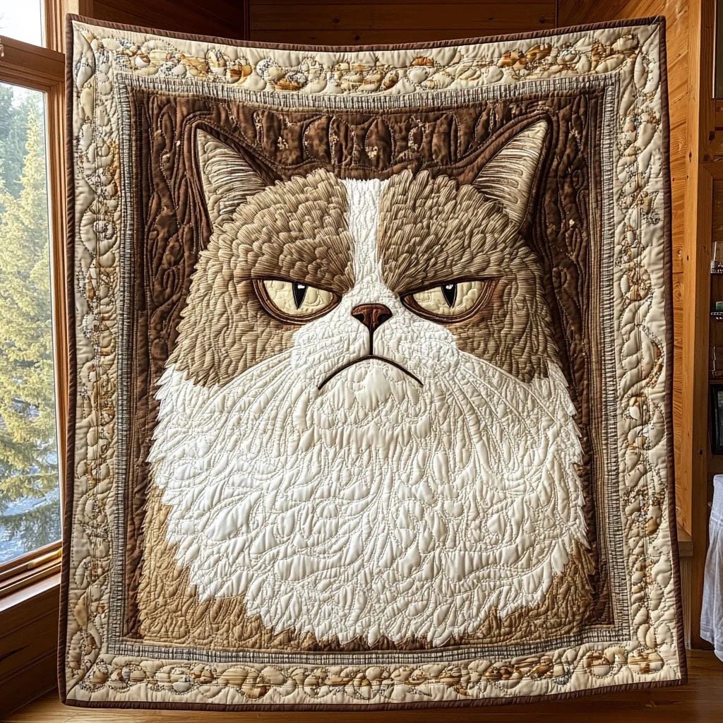 Grumpy Portrait Quilt Blanket