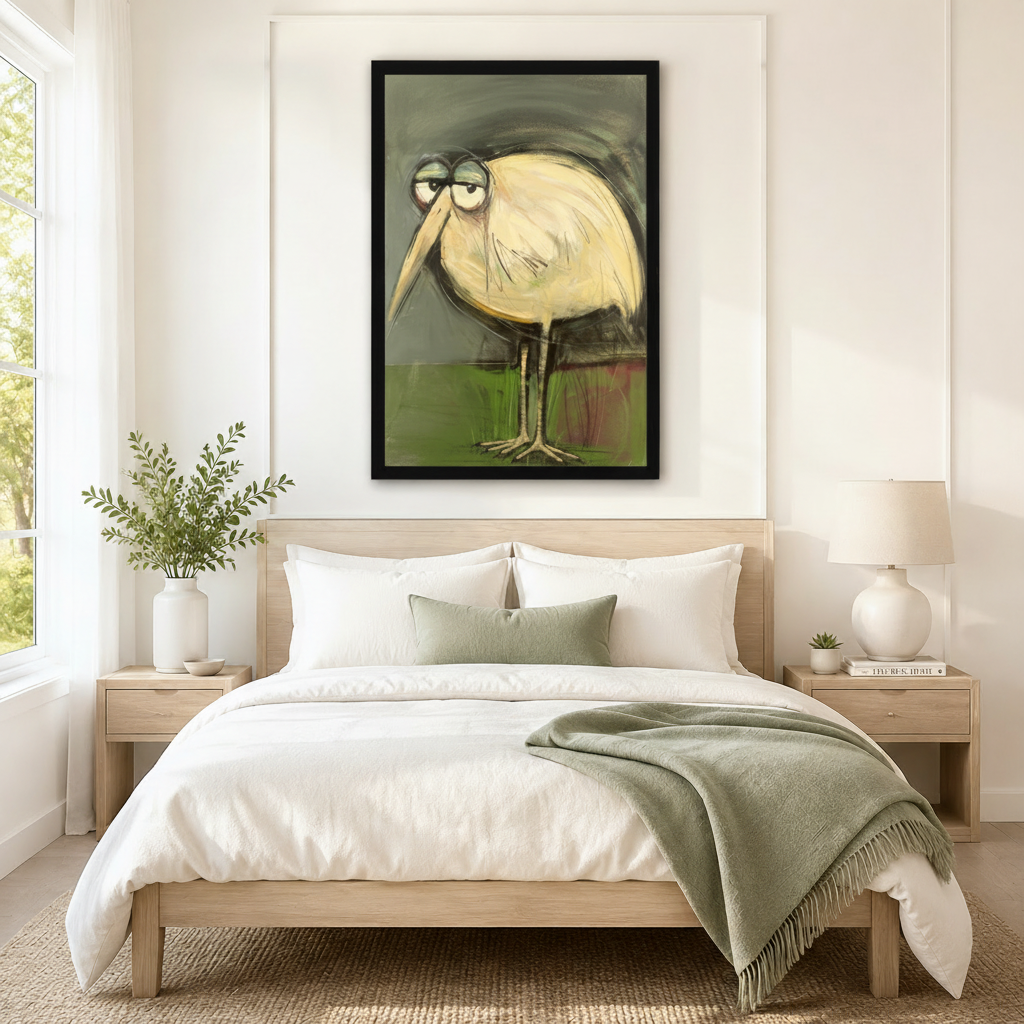 Grumpy Bird Expressionist Canvas Wall Art