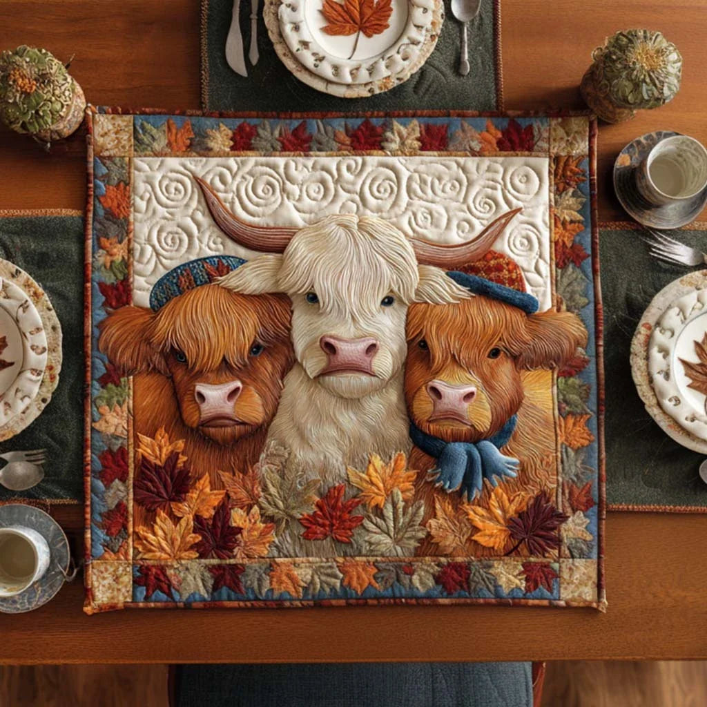 Hairy Cow Charm Quilted Table Topper