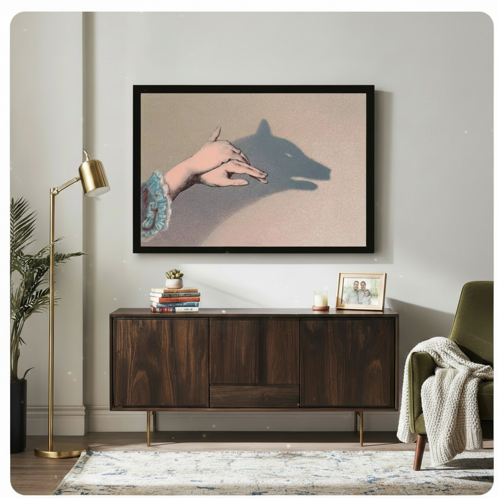 Shadow Wolf Hand Art Canvas Wall Art