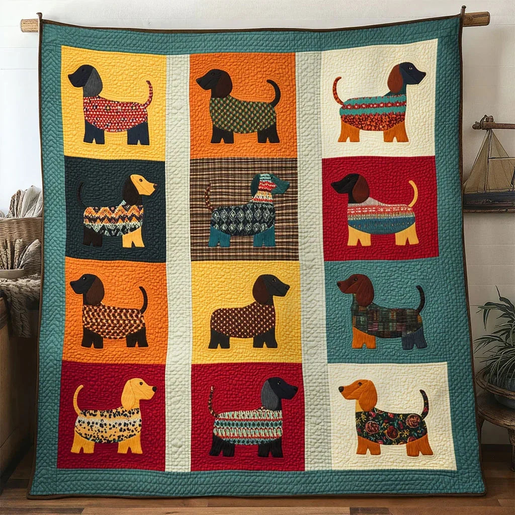 printed Dachshund Quilt Blanket