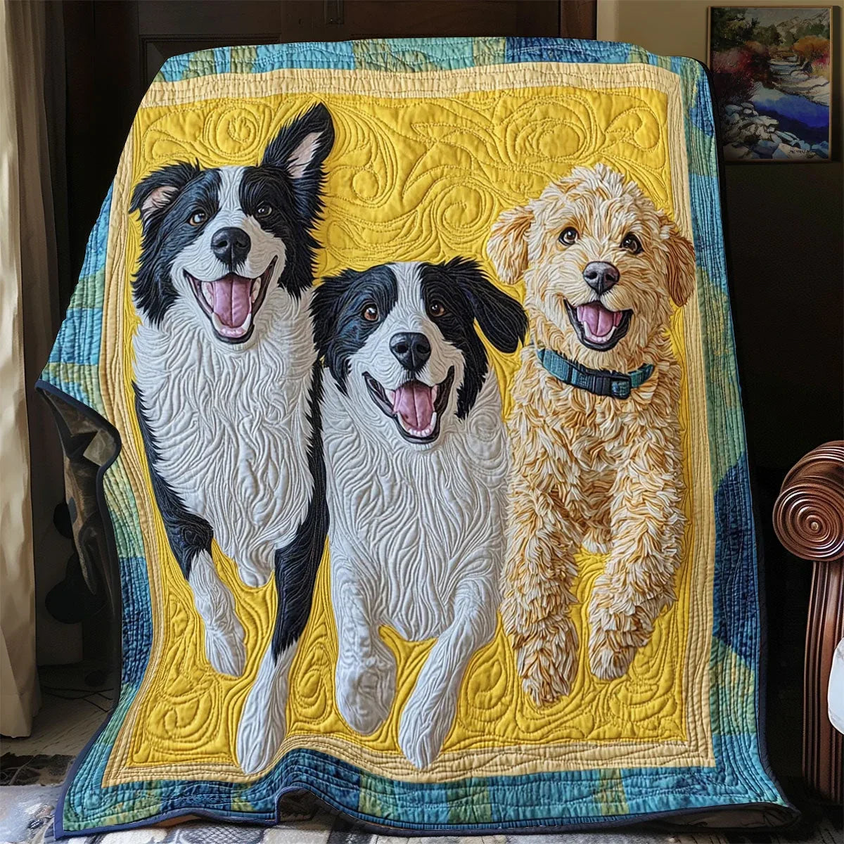 Happy Dogs Quilt Blanket