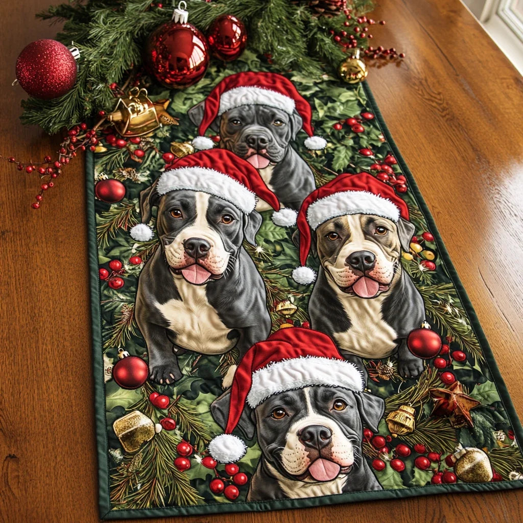 Happy Pitbull Quilted Table Runner
